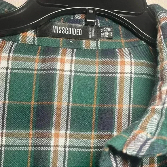 Missguided oversized shirt in green check Size 10 - Picture 4 of 4